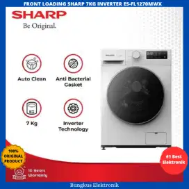 MESIN CUCI FRONT LOADING SHARP 7KG INVERTER ES-FL1270MWX FRONT LOADING