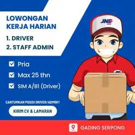 LOWONGAN KERJA HARIAN DRIVER DAN STAFF ADMIN