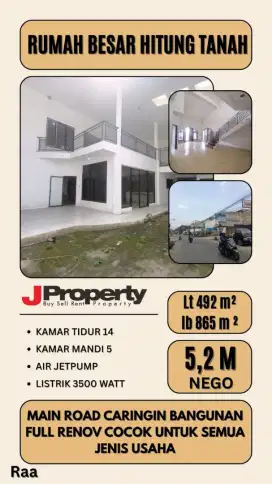 JUAL RUMAH MAINROAD CARINGIN BUTUH CEOAT JUAL RUGI