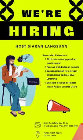 Dicari Host Live Streaming & KOL Specialist