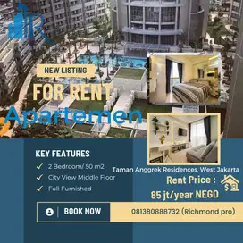 Sewa apartemen 2 BR Taman Anggrek Residences 50 m2 Luxury Furnished!