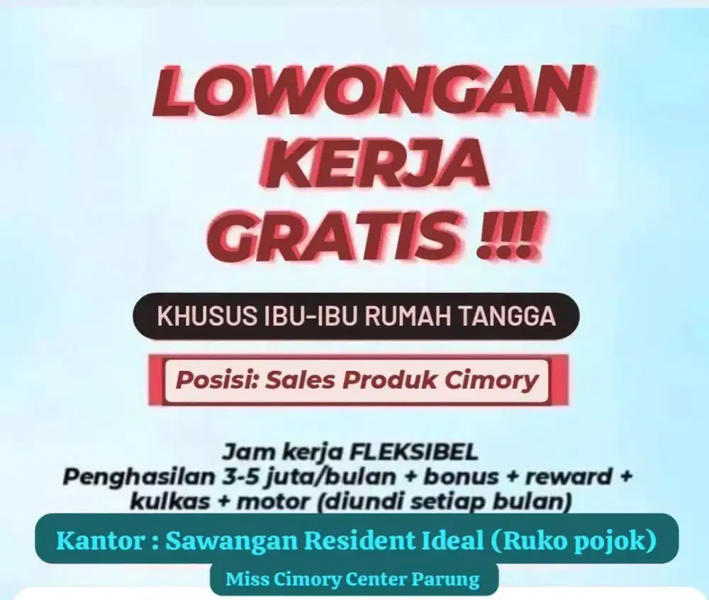 Lowongan miss cimory parung