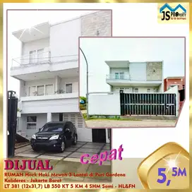 DIJUAL RUMAH Hoek Hoki Mewah 3 Lantai di Puri Gardena Kalideres -HL&FN