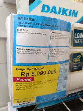 Kredit Kredivo Ac Daikin 1/2PK Inverter Bunga 0 Tanpa Dp