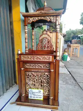 Mimbar masjid kuba ukiran terbaru full kayu jati