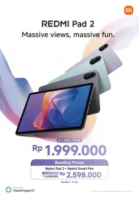 REDMI PAD 2  XIAOMI PAD TERMURAH GARANSI RESMI