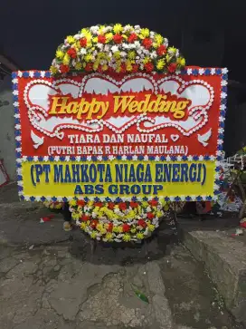 Karangan ucapan bunga papan pernikahan