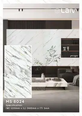 UV Marble Laiv Tebal 3mm Panel Size 1,22m x 2,44m