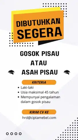Dicari lowker gosok pisau