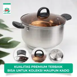 Panci sop stainless tutup kaca bisa pake kompor gas atau induksi