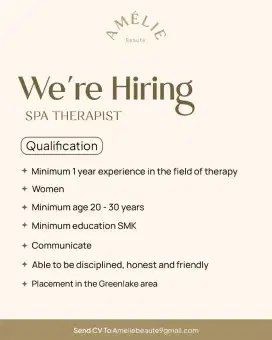 Lowongan SPA THERAPIST