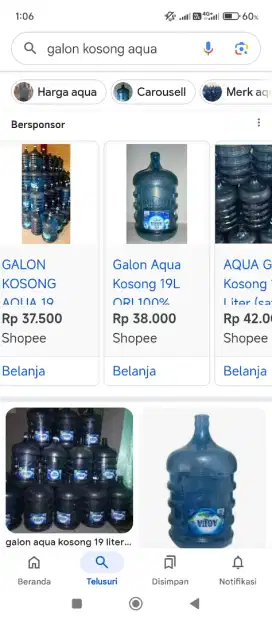 Galon kosong aqua ada 4