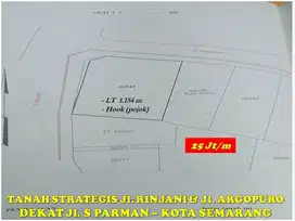 Tanah Jl. Rinjani dan Jl. Argopuro Kota Semarang. Dekat Jl. S Parman