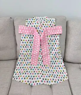 (KIDS) Baju dress atasan anak rabbit kelinci white pink Size 12