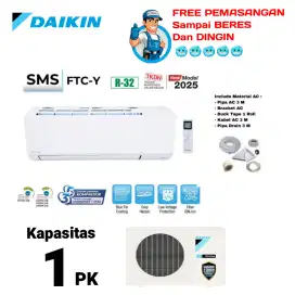 FREE PASANG! AC DAIKIN Standart Kapasitas 1 PK SMS Series FTC25YV14