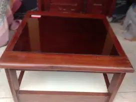 MEJA KACA KAYU JATI UK 50CM X 50CM
