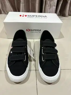 SUPERGA 2750 Cot3strapu Sneakers Sepatu Skate Strap Pria Hitam