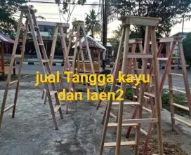 Tangga kayu tirai kree rumbia kursi bambu dan laen2