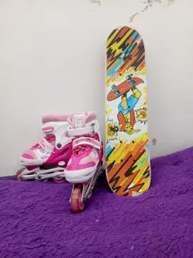 Sepatu Roda + Skatboard anak