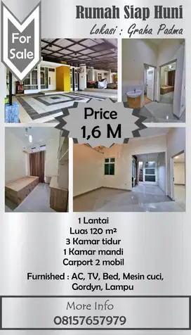 Dijual Cepat BU Rumah Siap Huni di Graha Padma
