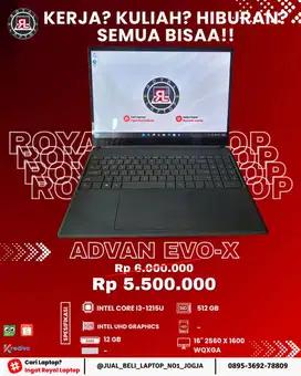 ADVAN EVO-X INTEL CORE I3-1215U RAM 12 GB SSD 512 GB  INTEL UHDGRAPHIC