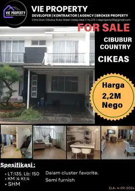 Di Jual Rumah Cantik Semi Furnish. Cibubur Country Cikeas.