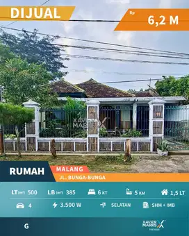 Dijual Rumah Terawat di Jl Bunga Bunga Malang Dekat Kampus UB