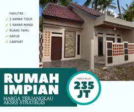 RUMAH CANTIK 2 KAMAR AKSES STRATEGIS DEKAT JALAN UTAMA HANYA 235 JUTA