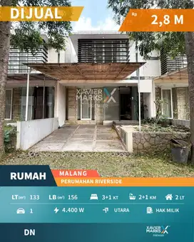 Dijual Rumah Modern Minimalis di Perumahan Riverside Blimbing Malang