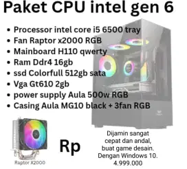 Paket CPU i5 gen 6 dan VGA 2GB: dijamin sangat cepat dan andal