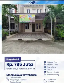 Rumah Mangunjaya townhouse tambun selatan