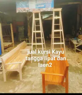 Kursi kayu tangga lipat tirai kree rumbia dan laen2