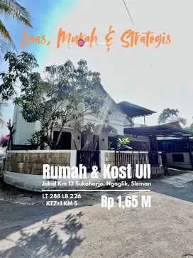 Rumah induk dan kost dekat UII jakal km 13 Sukoharjo