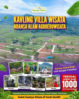 Dijual tanah murah legalitas SHM estetik  dekat wisata alam yg indah