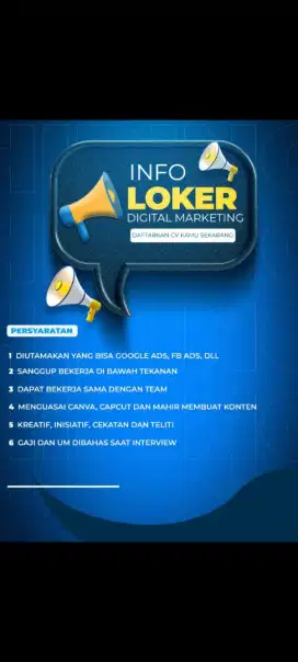 DICARI YG BERPENGALAMAN