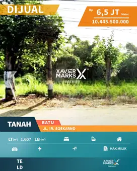 Tanah Luas Strategis di Poros Jalan Raya Ir Soekarno Kota Batu