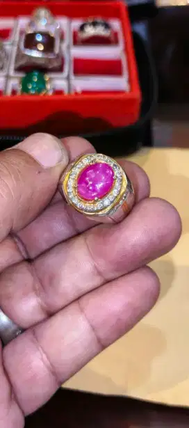 Ruby burma ring perak