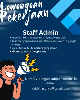 DIBUTUHKAN STAFF ADMIN