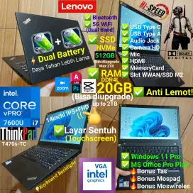 Core i7 RAM 20GB NVMe 512GB Laptop Tbinkpad Touchscreen T470s-TC