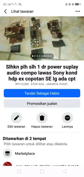 Slhkn lh slh 1 dr power suplay audio lawas Sony kond hdp ex copotan