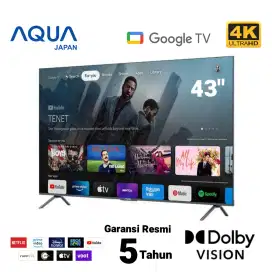 Garansi 5 Tahun! AQUA 4K UHD GOOGLE TV 43 Dolby Vision AQT 43K85FUX