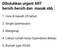 Lowongan ART di bekasi