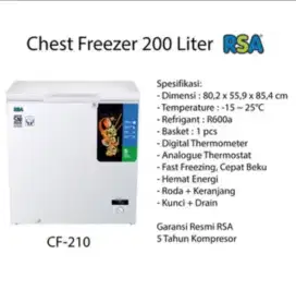 freezer RSA 210 liter