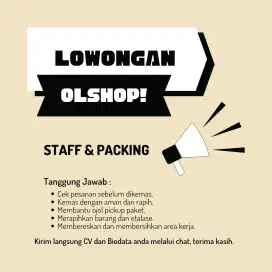 Lowongan Staff & Packing Online Shop Olshop Jelambar Jakarta Barat