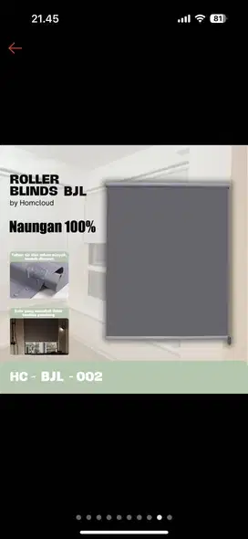 [BNIB] Roller Blind Blackout dan Dimout L 60cm P 150cm (4 pcs)