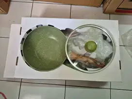 BOLDe Organic Green Wok Pan + Glass Lid 24cm Wajan Organik