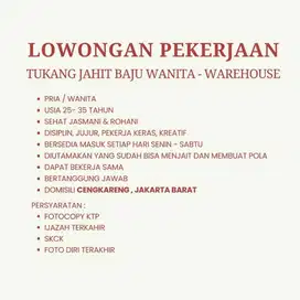 DI CARI TUKANG JAHIT BAJU WANITA MINIMAL NGERTI POLA