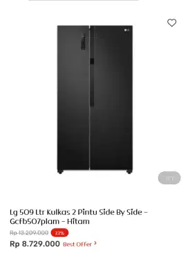LG KULKAS SIDE BY SIDE GC-FB507PALM -HITAM