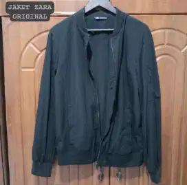 Jaket Zara Men Size M Model Jaket Bomber Hitam Keren Original Baru