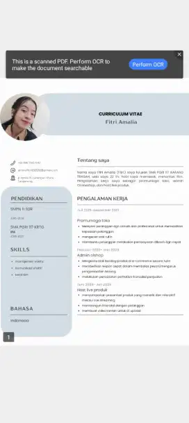 cari pekerjaan host live / admin olshop